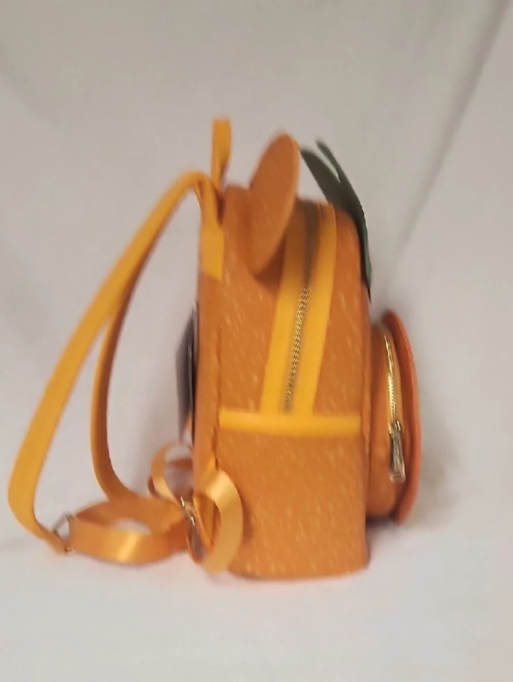 Loungefly Minnie Mouse Orange Citrus Mini Backpack with Green Leaf Bow Appliqué